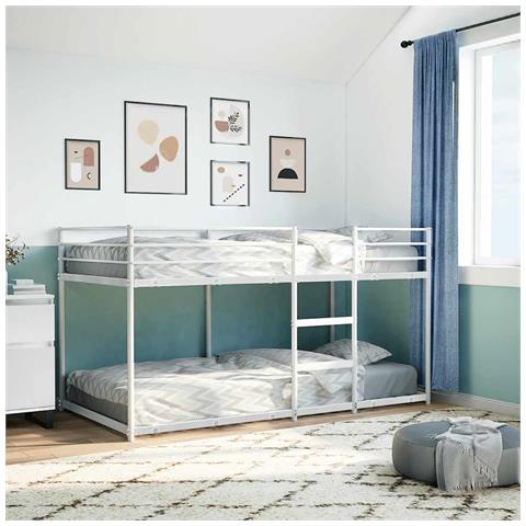 Letto A Castello Senza Materasso Bianco 90x190 Cm In Acciaio - Foto 3