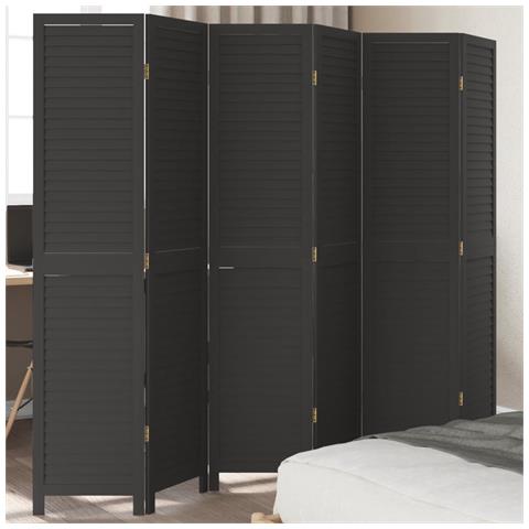 Divisorio Ambienti 6 Pannelli Nero Legno Massello Di Paulownia - Foto 1