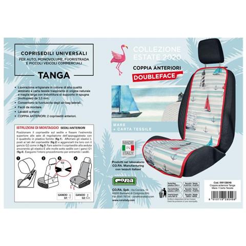 Cora 000128049 Coprisedili Anteriori Universali Tanga Doubleface Mare/carta Tessile - Foto 2