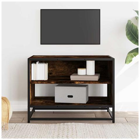 Mobile Tv Rovere Fumo 61x40x46 Cm Legno Multistrato E Metallo - Foto 3