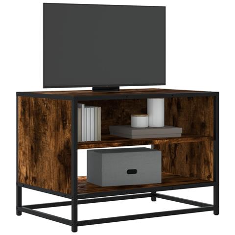 Mobile Tv Rovere Fumo 61x40x46 Cm Legno Multistrato E Metallo - Foto 1