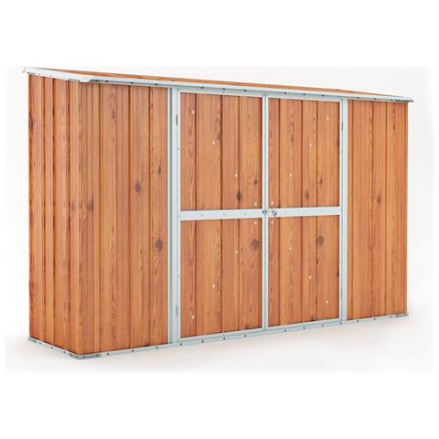 Casetta Giardino Lamiera Box In Acciaio Zincato 307x100cm X H1.92m - 75kg - 3.07mq - Legno - Foto 1