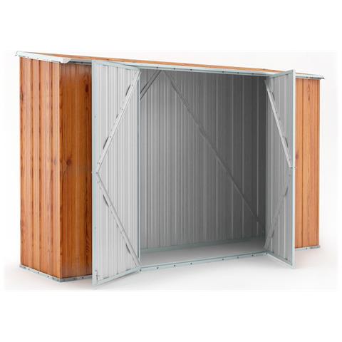 Casetta Giardino Lamiera Box In Acciaio Zincato 307x100cm X H1.92m - 75kg - 3.07mq - Legno - Foto 2