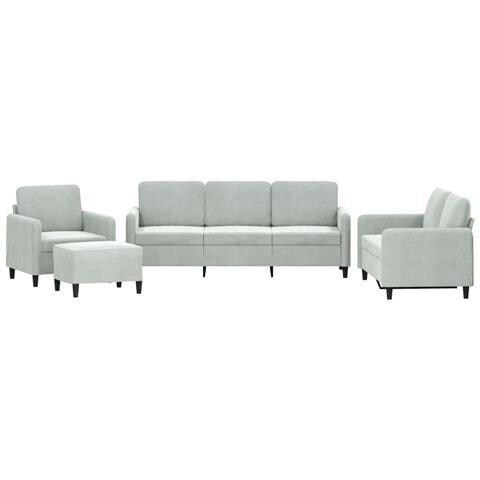 Set Di Divani 4 Pz Grigio Chiaro In Velluto - Foto 1