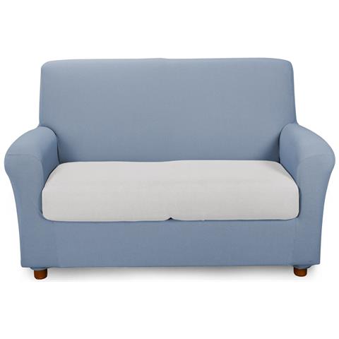 Copridivano Elasticizzato Melange In Cotone Colore Blu Misura 2 Posti - Foto 2