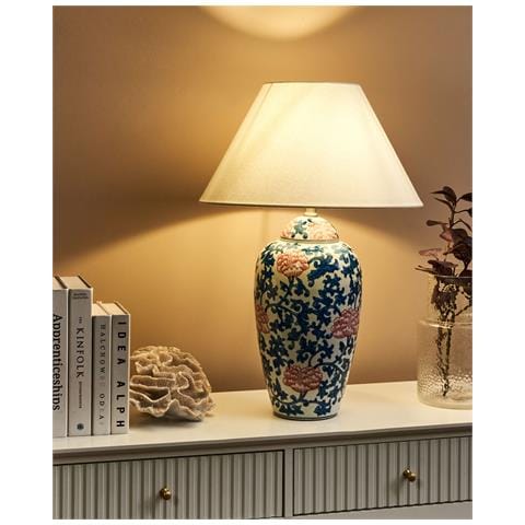 Lampada Da Tavolo Verusa Porcellana Bianco /blu - Foto 1
