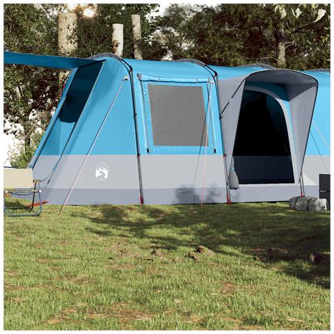 Tenda da Campeggio a Tunnel per 4 Persone Blu Impermeabile - Foto 2
