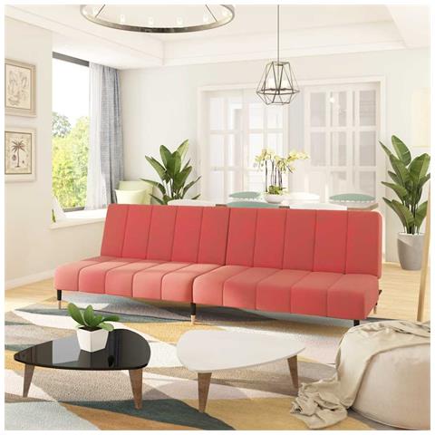 Divano Letto a 2 Posti Rosa in Velluto - Foto 2