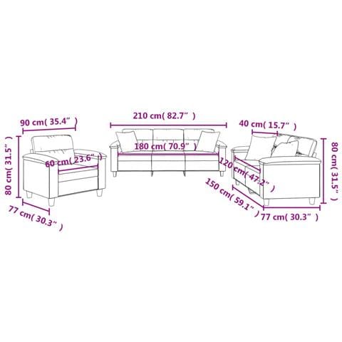 Set Divani 3 pz con Cuscini Grigio Scuro in Tessuto Microfibra - Foto 9