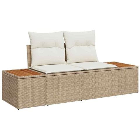 Divano da giardino 2 posti con cuscini beige in rattan polietilene - Foto 1