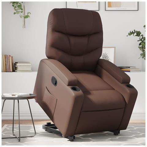 Poltrona Alzapersona Reclinabile Marrone in Similpelle - Foto 2