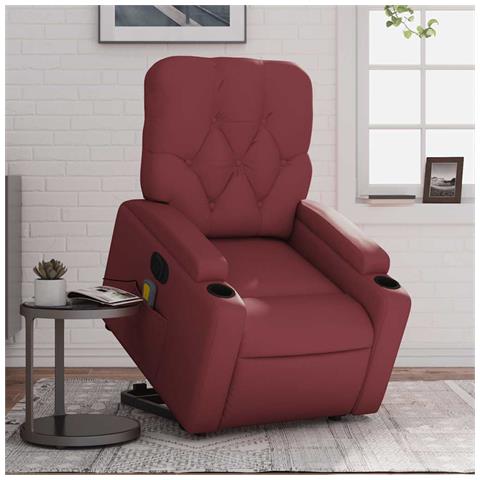 Poltrona Alzapersona Reclinabile Rosso Vino in Similpelle - Foto 2