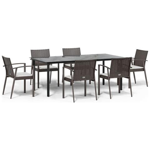 Set Pranzo da Giardino 7 pz con Cuscini in Polyrattan e Acciaio - Foto 1