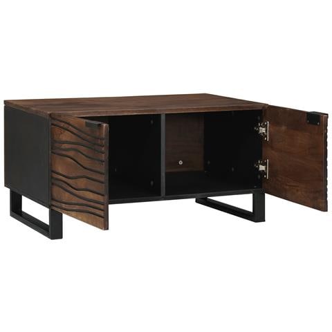 Tavolino da Caffè 80x50x40 cm Legno massello e legno ingegnerizzato - Foto 2
