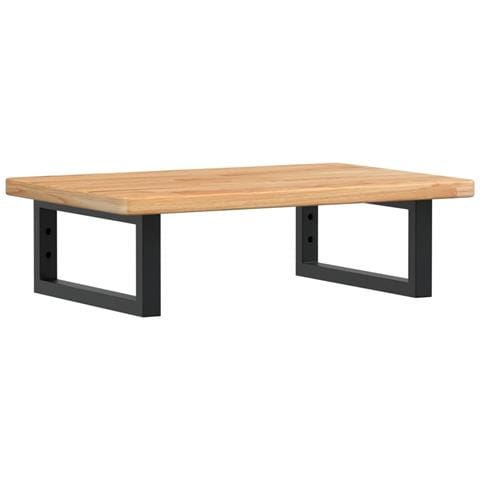 Ripiano a Parete per Lavabo in Acciaio e Massello di Rovere - Foto 1