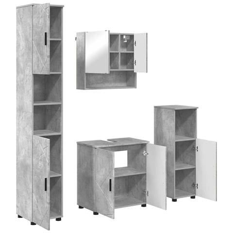 Set di mobili per il bagno 4 pcs Grigio cemento 61 x 35 x 64 cm - Foto 1