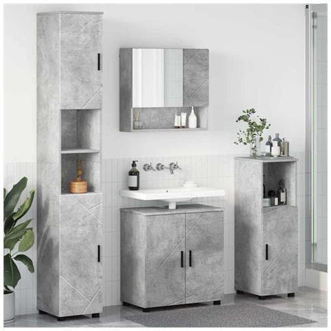 Set di mobili per il bagno 4 pcs Grigio cemento 61 x 35 x 64 cm - Foto 2