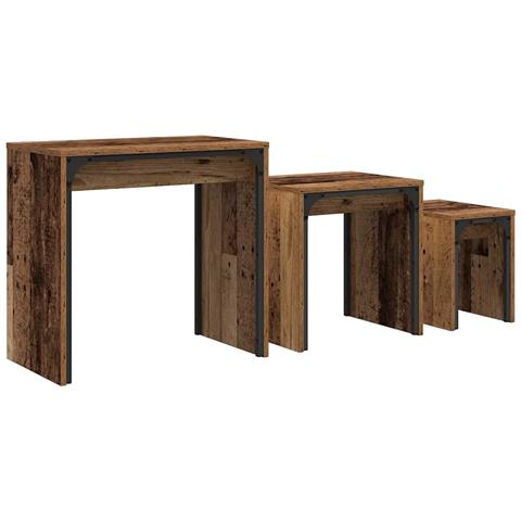 Tavolo da caffè nesting 3 pcs Legno vecchio 60 x 35 x 56 cm - Foto 1