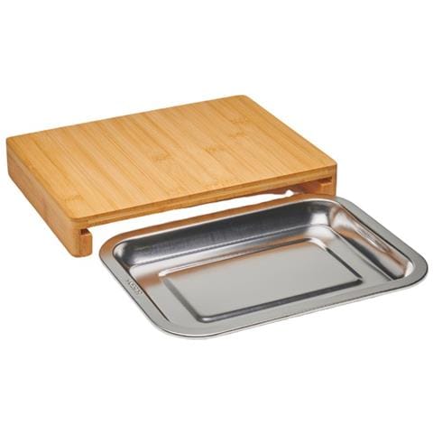 Tagliere In Bambù 28,5x21cm + Cassetto In Acciaio Inox - 09950g - Foto 1