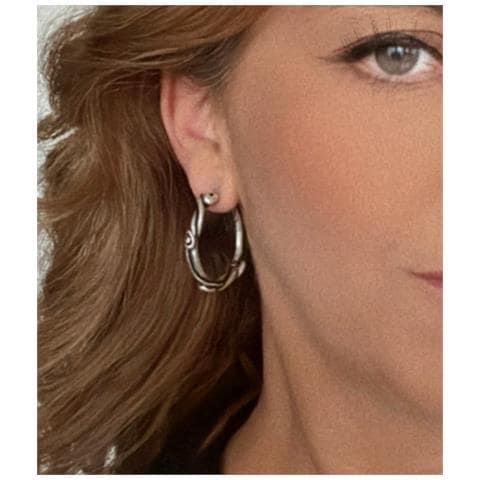 Cerchio Creolo Minimalista Placcato Argento - Foto 3