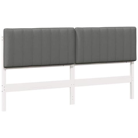 Testiera imbottita Bianco e grigio chiaro 200 cm Pino massello - Foto 1