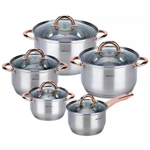 Set di pentole in acciaio inossidabile Kinghoff KH-1764 da 10 pezzi - Foto 1