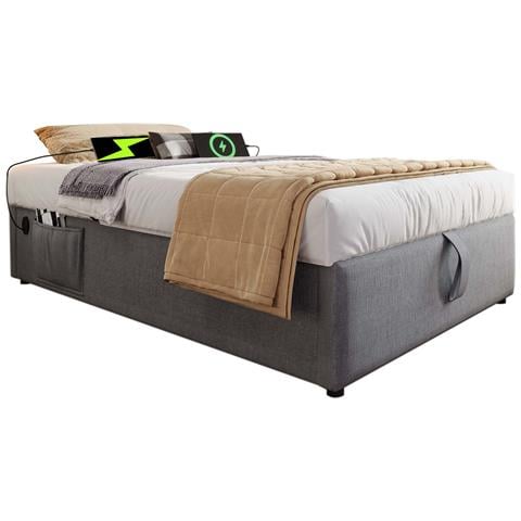 Letto Singolo In Cotone Grigio Con Design Minimal E Contenitore - Foto 1