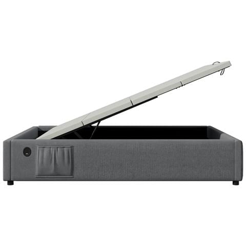 Letto Singolo In Cotone Grigio Con Design Minimal E Contenitore - Foto 3