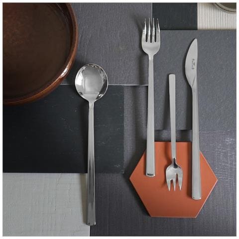 Tecna Set 24 posate acciaio inox 18/10 - Servizio per 6 Persone - forchetta, coltello, cucchiaio e cucchiaino - Design particolare per tavole geometriche - Foto 2