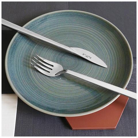 Tecna Set 24 posate acciaio inox 18/10 - Servizio per 6 Persone - forchetta, coltello, cucchiaio e cucchiaino - Design particolare per tavole geometriche - Foto 3