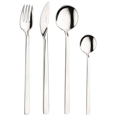 Tecna Set 24 posate acciaio inox 18/10 - Servizio per 6 Persone - forchetta, coltello, cucchiaio e cucchiaino - Design particolare per tavole geometriche - Foto 1