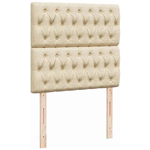 Struttura Letto Pouf con Materasso Crema 80x200 cm in Tessuto - Foto 9