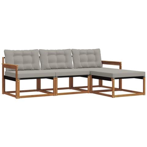 Set di divani da esterno 4 pcs Grigio Naturale e Chiaro - Foto 1