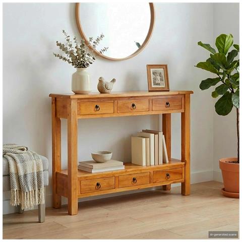 Tavolo consolle con cassetto Naturale 115 x 32 x 76 cm - Foto 2