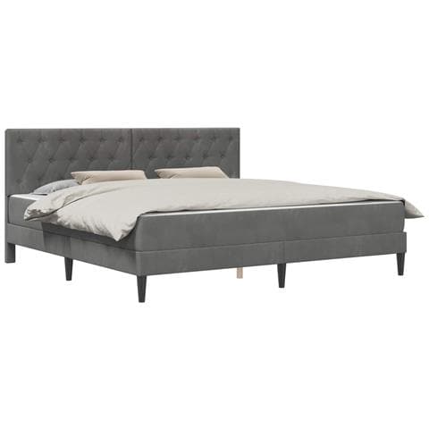 Struttura letto con materasso Grigio scuro 200 x 200 cm Velluto - Foto 1