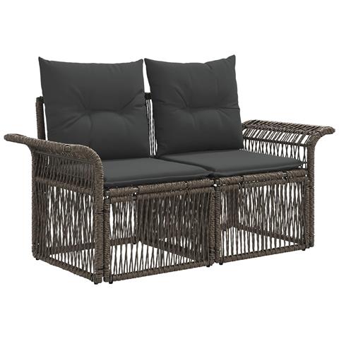 Divano da giardino 2-Numero di posti Grigio polyrattan - Foto 1