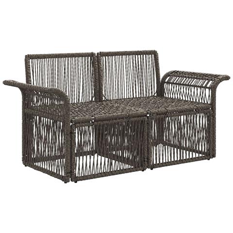 Divano da giardino 2-Numero di posti Grigio polyrattan - Foto 2