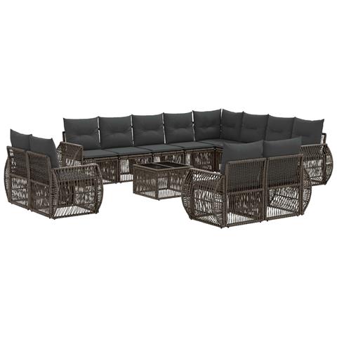 Set Divano da Giardino 13 pcs Grigio e Grigio Scuro polyrattan - Foto 1