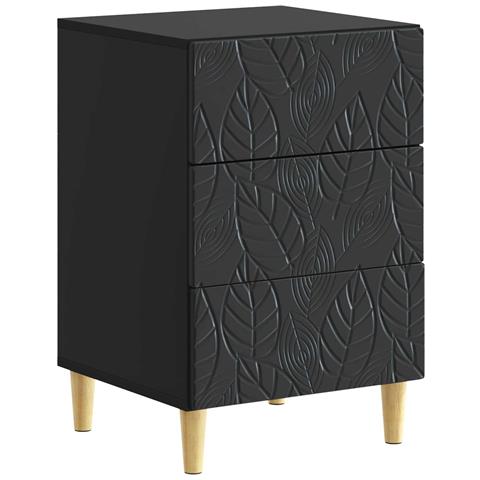 Comodino Nero 43 x 39,5 x 66,5 cm Legno ingegnerizzato - Foto 1