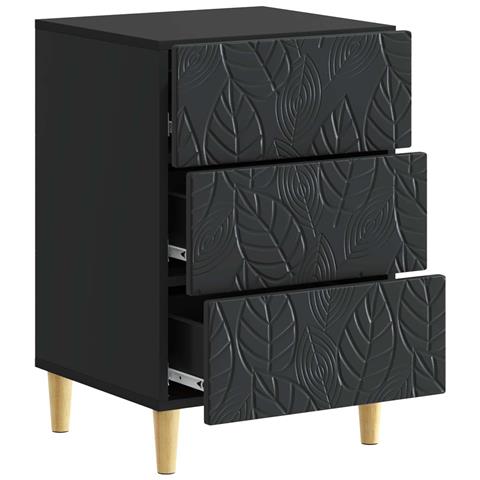 Comodino Nero 43 x 39,5 x 66,5 cm Legno ingegnerizzato - Foto 2