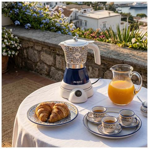 1358 Moka Aroma Capri /Positano, Moka elettrica, 400W, 2/4 tazze, Cordless, Spegnimento automatico, Mantenimento temperatura - Foto 2
