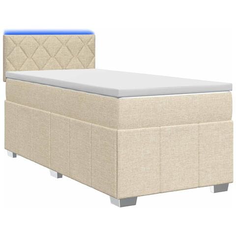 Letto box spring con materasso Crema 80 x 200 cm Tessuto - Foto 1