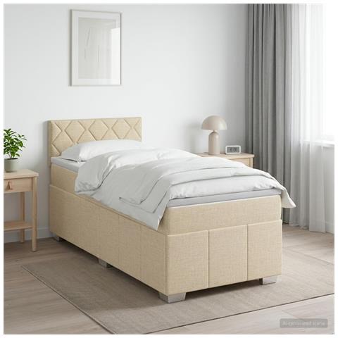 Letto box spring con materasso Crema 80 x 200 cm Tessuto - Foto 2