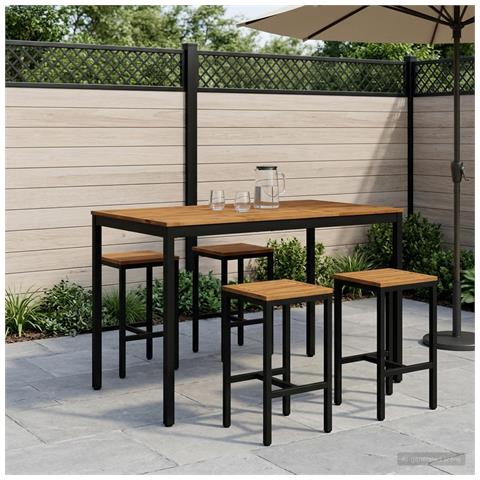 Tavolo Bar da Giardino Naturale e Nero 147 x 88,5 x 105 cm - Foto 2