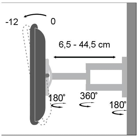 ICA-LCD 2903WH - Supporto a muro per TV LED LCD 19-37'' inclinabile 3 snodi bianco - Foto 6