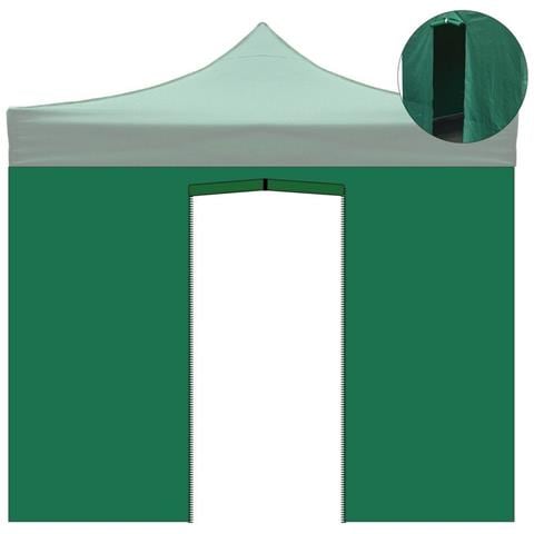 Telo Laterale Con Porta Gazebo 3x3mt Tessuto Oxford 600d Impermeabile 9004/4 - Foto 5