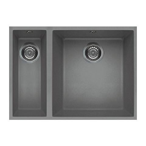 Lavello Quadra 150 Keratek Plus Sottotop 56x44 cm 2 vasche Colore Light Grey 97 - Foto 1