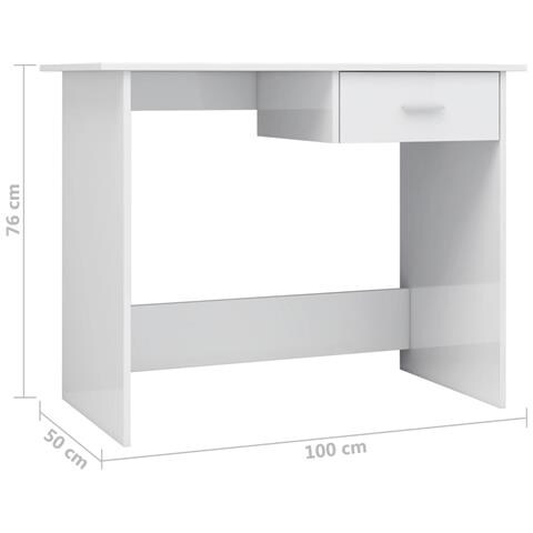 Scrivania Bianco Lucido 100x50x76 cm in Legno Multistrato - Foto 5