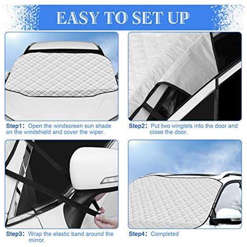 Auto Parasole Parabrezza Parasole Coperchio 3 Magnete Protezione Uv Per Lestate Inverno Contro La Neve Ghiaccio Gelo Polvere Sole Pieghevole Rimovibile 193 126 Centimetri Per La Maggior Parte Auto Suv Camion - Foto 2