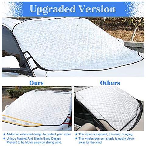 Auto Parasole Parabrezza Parasole Coperchio 3 Magnete Protezione Uv Per Lestate Inverno Contro La Neve Ghiaccio Gelo Polvere Sole Pieghevole Rimovibile 193 126 Centimetri Per La Maggior Parte Auto Suv Camion - Foto 4